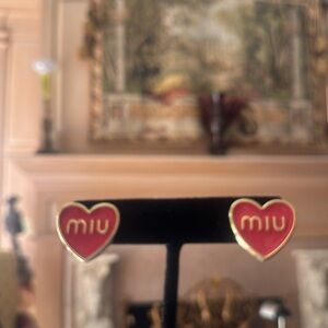 Miu Miu earrings Pink enamel with Gold Trim